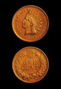 1903 - Indian Cent, Red, EF~AU