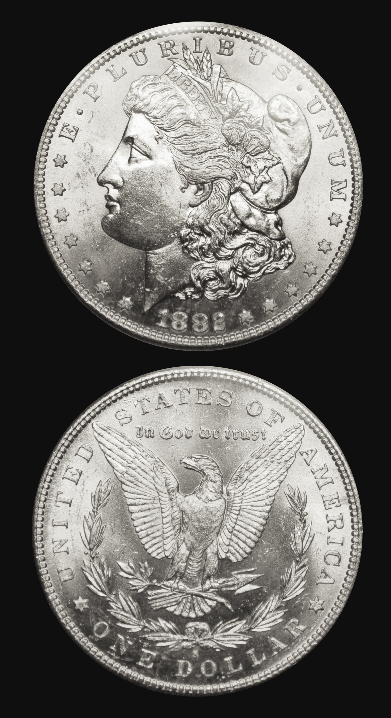 1882-S – Morgan Silver Dollar, AU-MS – KMS Coin