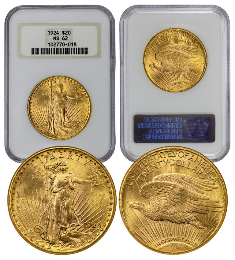 1924 Saint Gaudens Double Eagle MS62 NGC